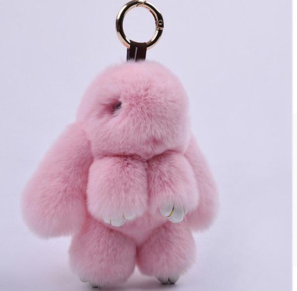 

fur keychain pendant rex rabbit's hair bag automobile key holder ring chain jewelry exceed adorable rabbit toy keychain, Silver