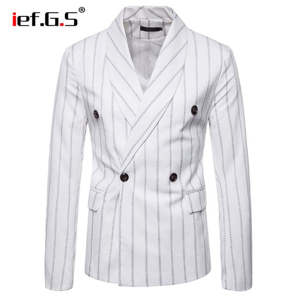 

ief.g.s men's fashion blazers european-style business leisure one button stripes slim suits match waistcoat autumn winter, White;black