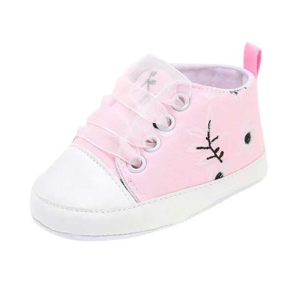 

lonsant baby crib shoes girls boys floral embroidery cotton soft sole shoes fashion newborn baby lace up casual