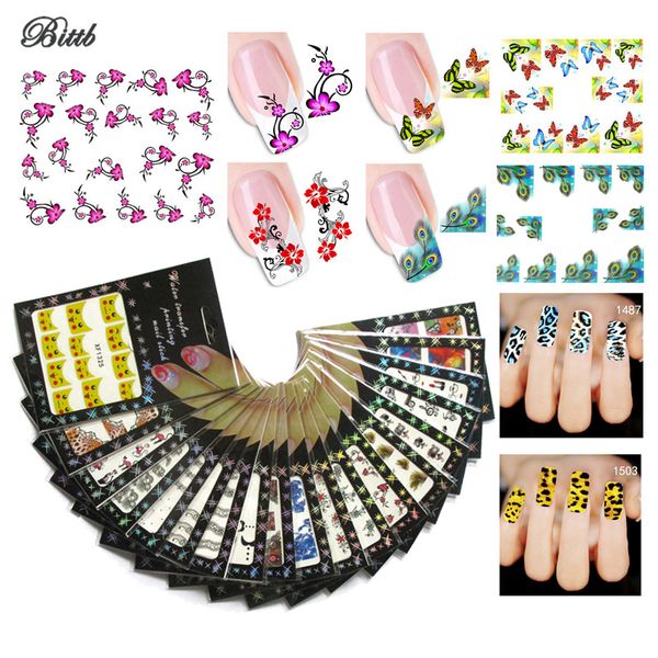 

bittb 2 pcs nail stickers fingernail design decal cute flower nail decal stickers floral diy decoration adhesive foils, Black
