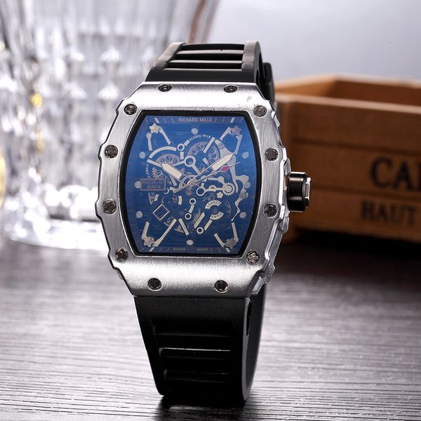 

2018 Марка Синий Скелет Механические Часы Мужские Полые Часы кожаные Наручные Часы