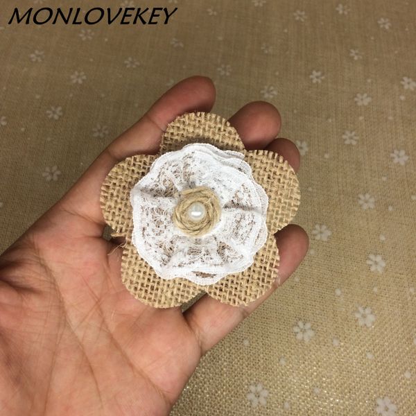 Hecho A Mano Vintage Shabby Chic Boda de Encaje Flores De Tela Manualidades