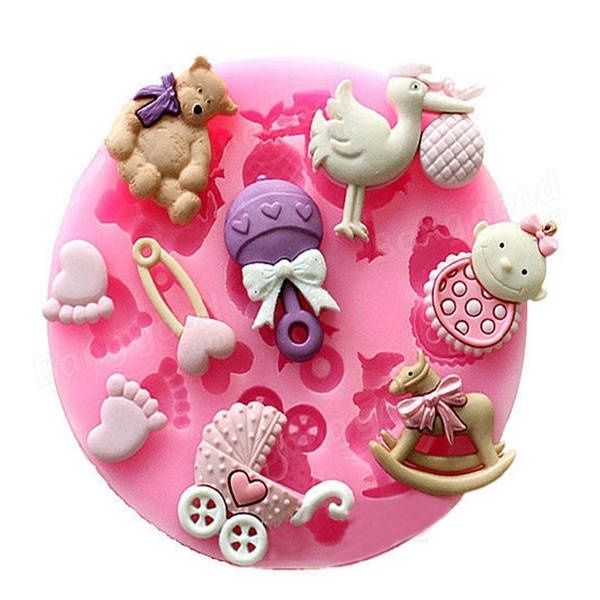 

baby pram bear carrousel silicone mould fondant cake decoration mold