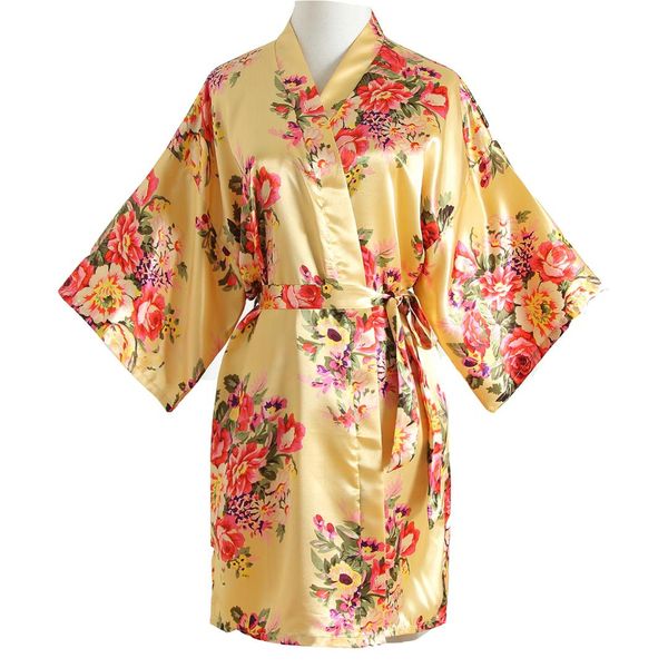 

female new robe sleepwear rayon bride mini spa robe gown kimono bath gown nightwear floral loose nightgown wedding gift, Black;red