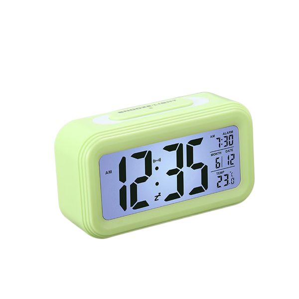 

creative battery operated lcd temperature display nightlight digital alarm clock (green