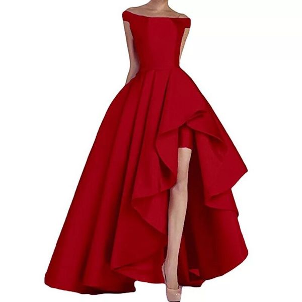 

2018 Новое Прибытие с плеча vestidos de fiesta High Low длинные атласные вечерние платья асимме