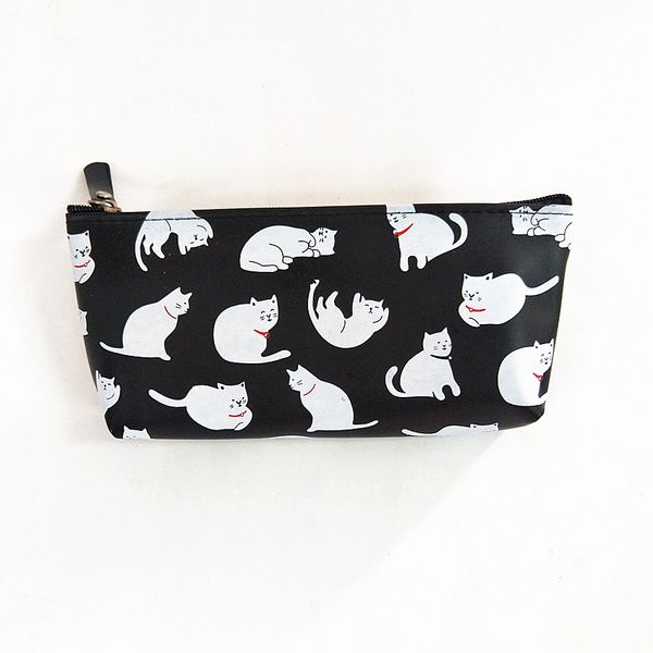 

m252 cute women purses lovely cat candy color jelly pu pencil bag coin purse wallet card bag, Red;black