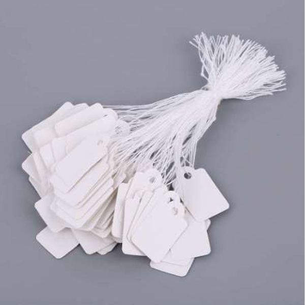 

rectangular blank white price tag 100 pcs with string jewelry label promotion store accessories