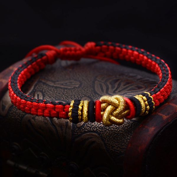 

lko new arrive hand knit bracelet luck chinese knot for man and women bracelet national style thai hand rope ing, Black