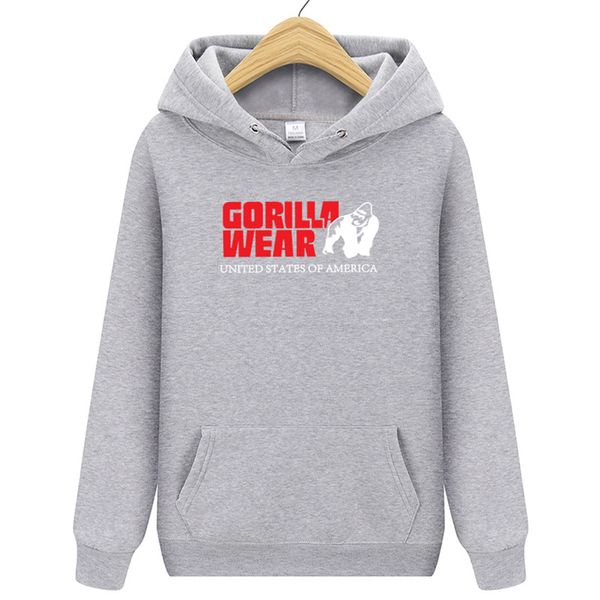 

gorilla wear hoodies print 2018 new fashion long men white sweatshirts hoody color sleeves mens solid slim male straight tsbcu, Black