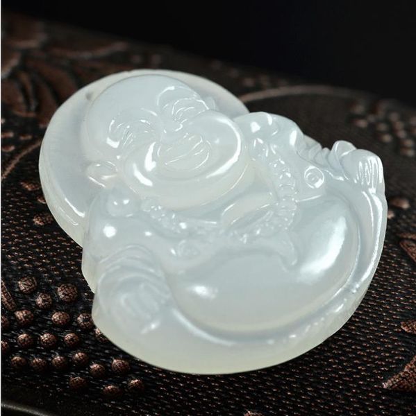 

natural jade jade belly laughing buddha buddha pendant pendant, Silver