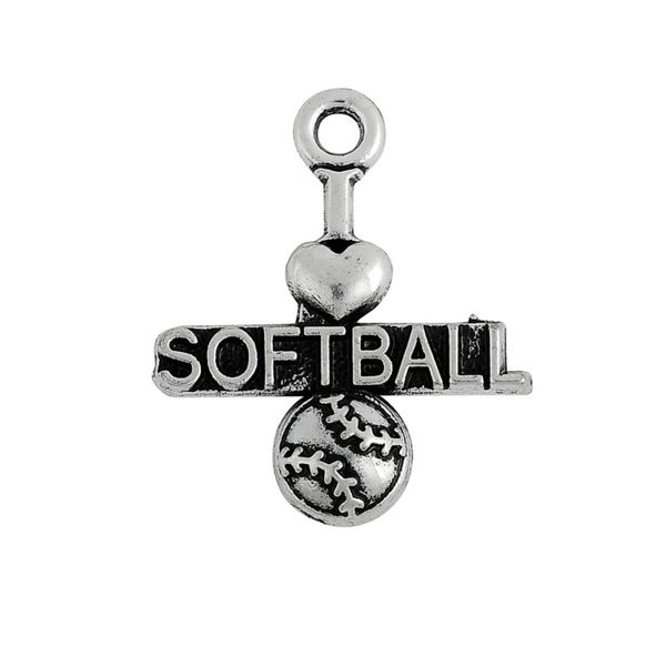 

word i love softball sporty gift charm other customized jewelry, Bronze;silver