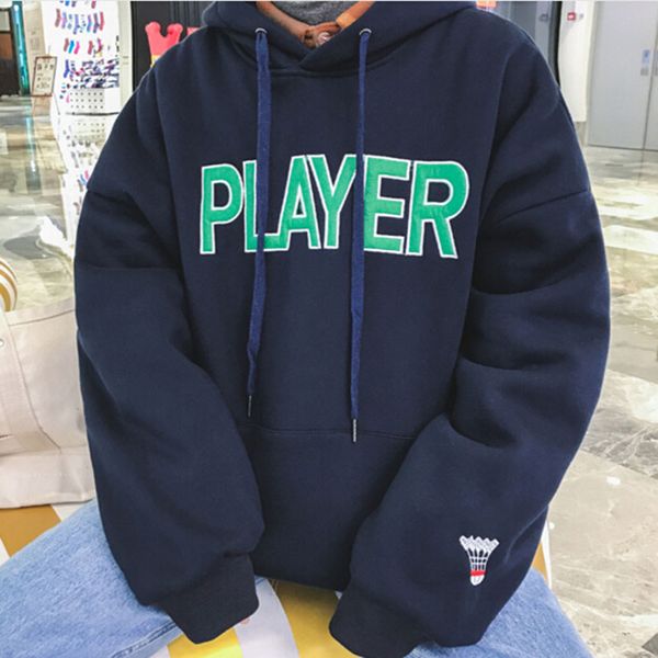 

2018 hong kong hooded long sleeve autumn winter casual hooded hoodies printed player lettercouple fashion hoodies, Black