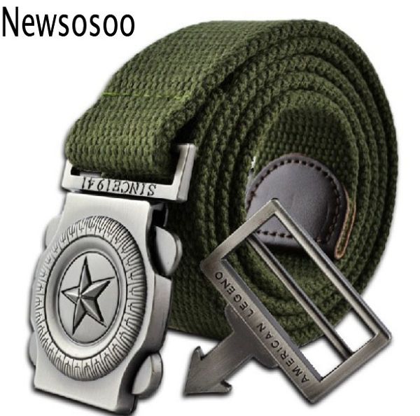 cintura di tela casual da uomo di marca di moda cintura di lusso lavorata a maglia da uomo cintura con fibbia in metallo cinture di design militare per uomo verde militare 110 cm