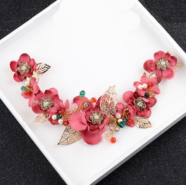 

красные украшения невесты ручной работы, головные уборы, красивая листва, аксессуары для волос сверла воды, свадебные свадебные аксессуары, Silver