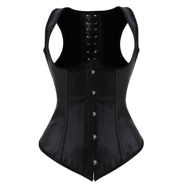 

bustiers & corsets women black vest lace up satin steel boned underbust waist cincher corset bustier body shaper plus size s-6xl, Black;white