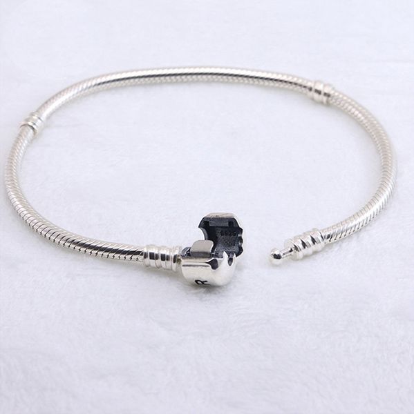 

authentic 925 sterling silver bracelets snake chain with logo bracelet fit pandora charms beads jewelry for women and men gift, Golden;silver