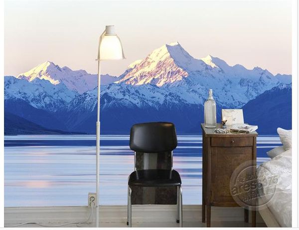 

p wallpaper 3d stereoscopic fresh atmospheric snow mountain reflection forest landscape mural background wall tv backgroun