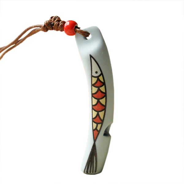 

necklace 1pcs hand made ceramics whistle draw, Silver