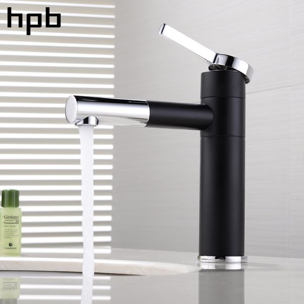 

hpb brass chrome 360 degree rotation basin faucet white black washbasin bathroom mixer water tap and cold elegant hp3003