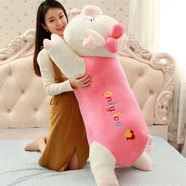 Dorimytrader Giant Lovely Lying Cartoon Fat Pig Plush Toy Big Farcito Sleeping Pig Pillow Doll Baby Present 47inch 120cm DY61521