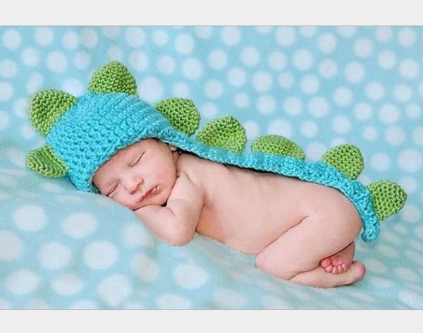 Handgemachter Häkelmantel für Babys, Foto-Requisiten, süßes Dinosaurier-Tierkostüm, gestrickt, für Neugeborene, Fotografie-Requisiten für Babys, die nach Hause kommen