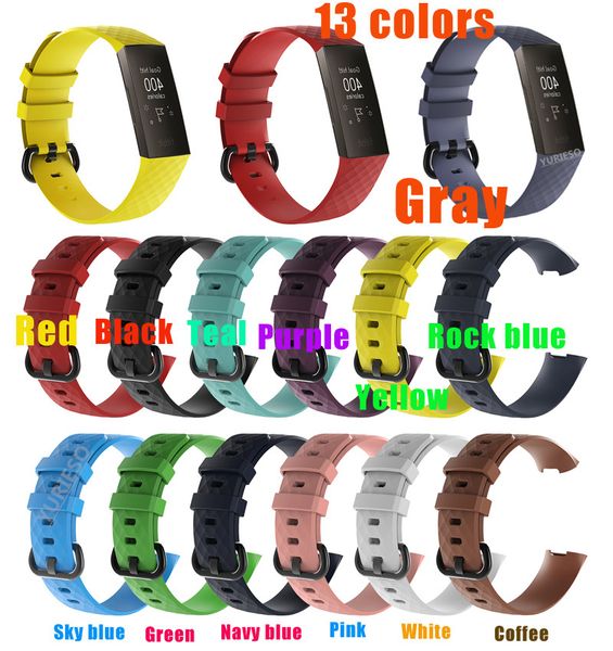 

silicone wristband wrist strap smart watch band strap soft watchband replacement smartwatch band for fitbit charge 3