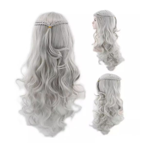 Lady Cosplay Wigs Gray Long Hair Wig Night Club Bar Haircut Party
