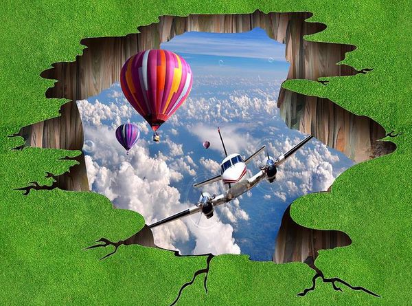 

обои 3d стереоскопический eative пастбища воздушном шаре 3 этаж трехмерную картину