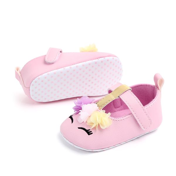 Toddler Bebek Kız İlk Walkers Çiçek Unicorn Ayakkabı Yumuşak Sole Beşik Ayakkabı Bahar Sonbahar 0-18 M