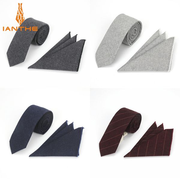 

brand new men cotton tie set necktie hanky pocket square gravata solid classic 6cm ties fashion wedding tie for man, Black;blue