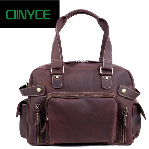 

retro cowhide nature skin business crazy horse genuine cow leather men handbags vintage laptotes male shoulder bags