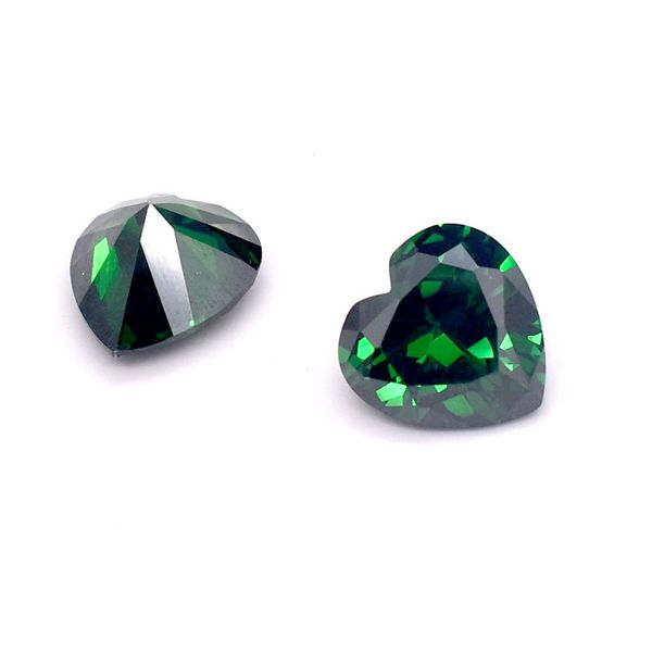 

200pcs/lot heart shape 4-11mm 3a quality emerald green cubic zirconia machine cut synthetic loose stones for jewelry setting ing, Black