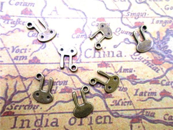 

90pcs-- rabbit charms, antique bronze lovely mini rabbit head charm pendants12x10mm, Bronze;silver