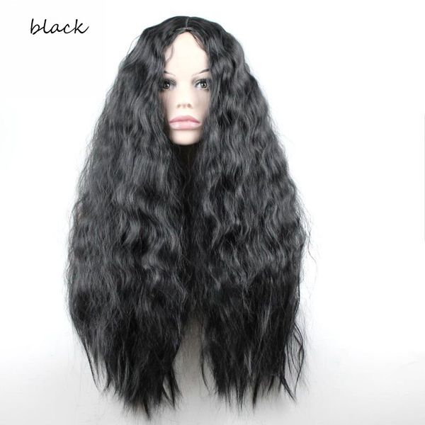 Women Hair Perm Corn Wig 60 Cm Synthetic African American Wigs