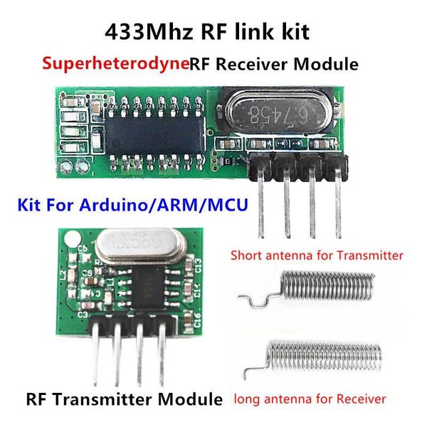 SOVO 433 Mhz Modulo ricevitore e trasmettitore RF supereterodina per Arduino uno Modulo wireless Kit fai da te Telecomandi 433 Mhz