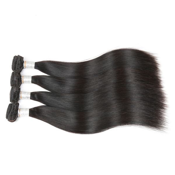 

10 a great quality human hair weave straight 3 or 4 bundles lot brazilian hair peruvian malaysian indian virgin hair wefts, Black