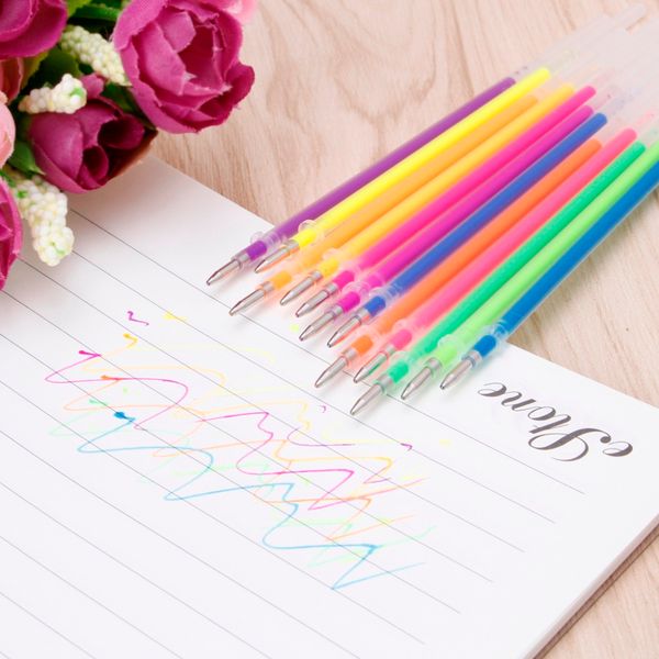 

12pcs gel ink pen refills 12 colors 0.38mm marker stationery school supplies, Black;red