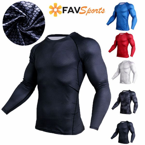 

men long sleeve quick-dry running t-shirt compression jerseys rashgard fitness clothing outdoor sportswear, Black;blue