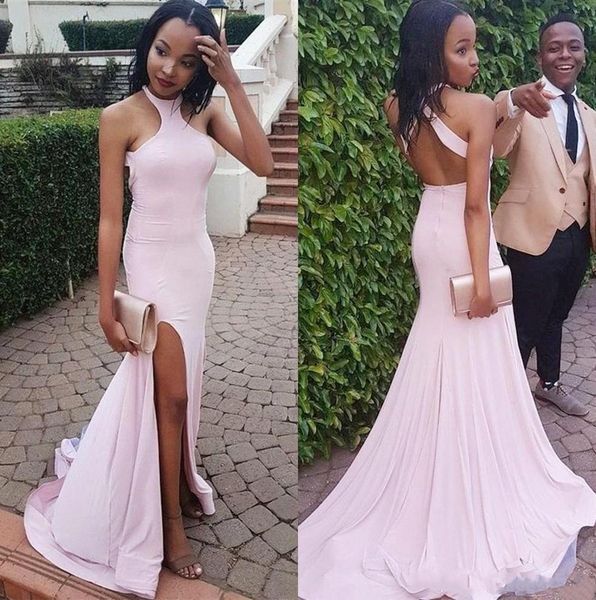 

новая простая розового черная девушка пром платье русалка long high side split длина пол backless формальной партия вечер носите abendkleide, Black