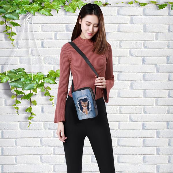 

crowdale women messenger bags jeans black cat crossbody bag designer bolsos mujer ladies small shoulder bags girls handbags
