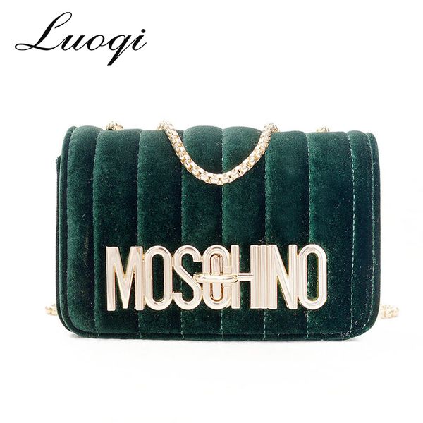 

luoqi brand velvet messenger bags woman handbags ladies female crossbody bag chain shoulder bags sac a main tote