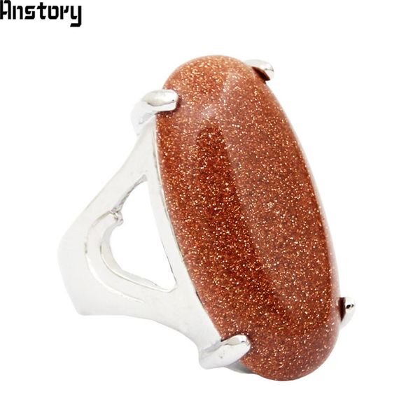 

big oval golden sequins stone rings for women vintage look antique silver plated fashion jewelry tr650, Golden;silver