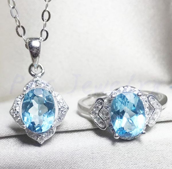 

natural z set natural real blue z 925 sterling silver 1pc ring ,1pc pendant 1.6ct*2pcs gemstone #f18051103, Black