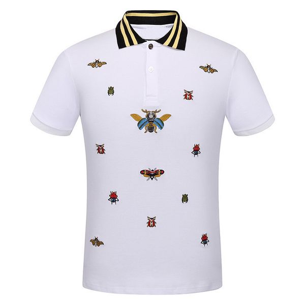 

designer summer men t shirt embroidered beetle bees fashion polo shirts shirt hip hop skateboard cotton polos tee drop shipping, White;black
