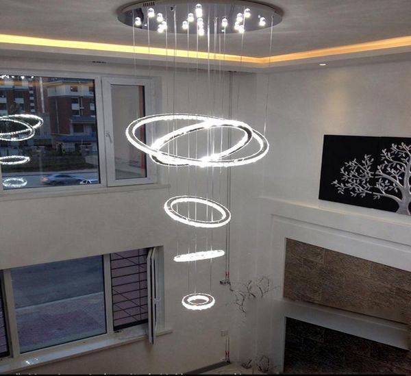

Горячая 5 круг кольцо современный минималистский пентхаус этаж гостиная Светодиодные потолочные светильники творческий вилла длинная круглая лестница огни