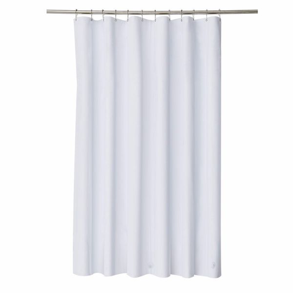 

elegant waterproof white polyester fabric extra long shower curtains liners super thicken plain white mildew resistant washable