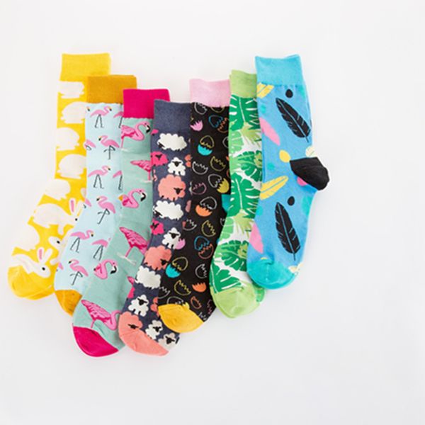 

new personality men and women jacquard cute animal cotton socks comfortable men's outdoor hiking socks, Black