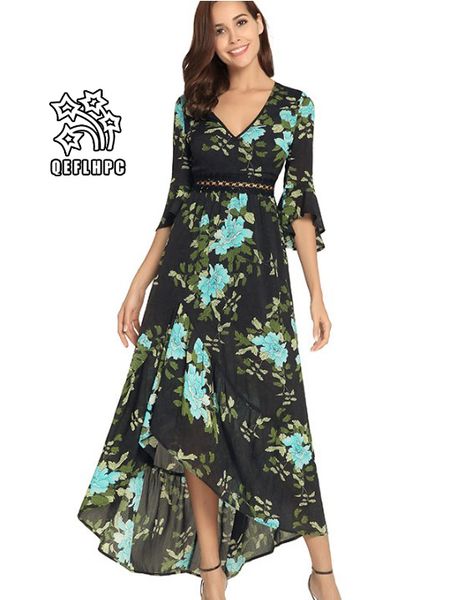 

women's clothes dress summer beach chiffon dress thin polyester material casual dresses chambray longuette v-neck a1579, Black;gray