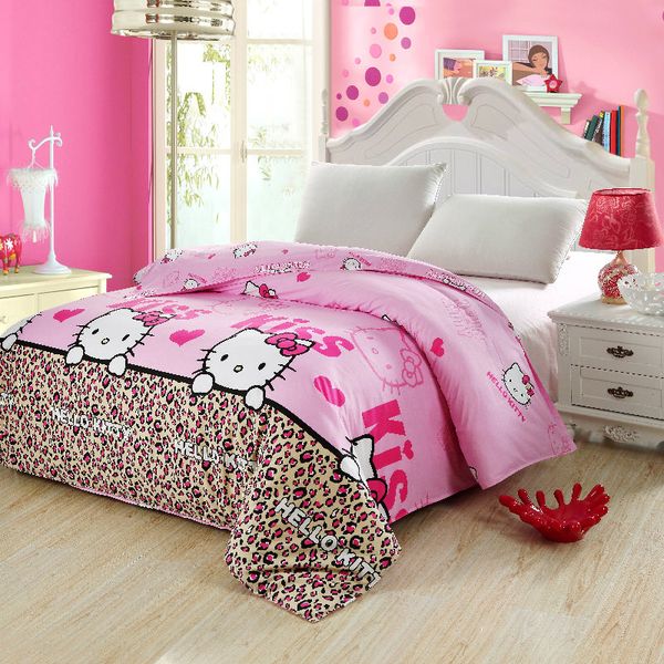2019 100 Cotton Leopard Cartoon Hello Kitty Duvet Cover Single